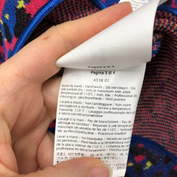 M  Missoni Bright Multicolor Jacquard Knit flared Midi skirt Red Blue inkblot 42 - Picture 6 of 14